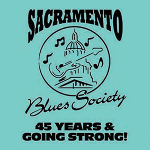 Sacramento Blues Society Logo black type and blue background