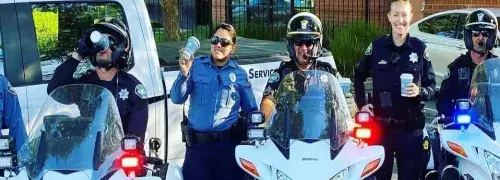 officers drinking coffee