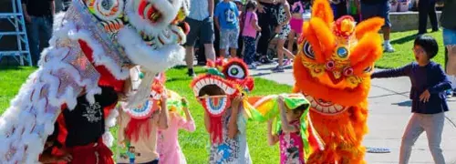 lunar new year dragons in the park