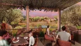 a rendering of the lodge viewing area overlooking the giraffes