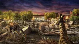 a rendering of the lodge viewing area overlooking the giraffes