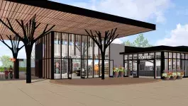 rendering of the exterior of the retail shop and coffee shop