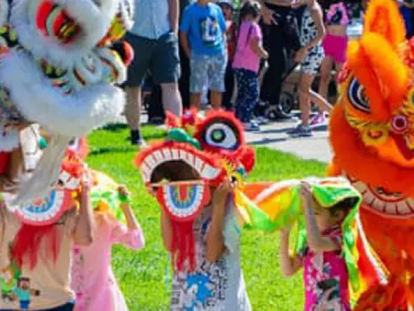 lunar new year dragons in the park